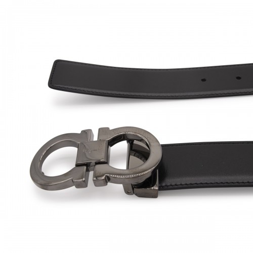BLACK LEATHER GANCINI BELT