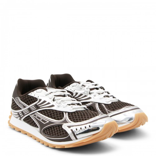 BROWN AND SILVER SNEAKERS
