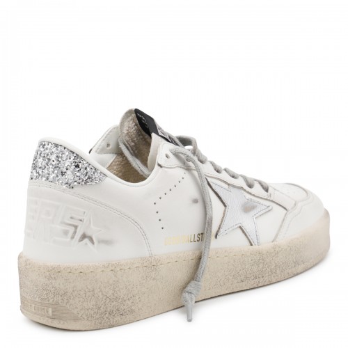 WHITE AND SILVER LEATHER BALLSTAR 2 SNEAKERS