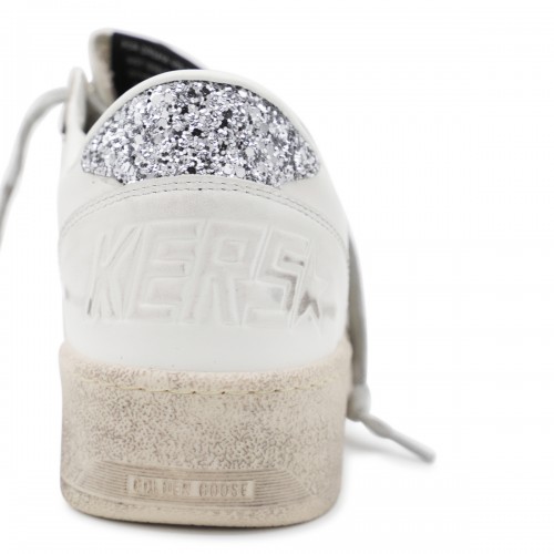 WHITE AND SILVER LEATHER BALLSTAR 2 SNEAKERS
