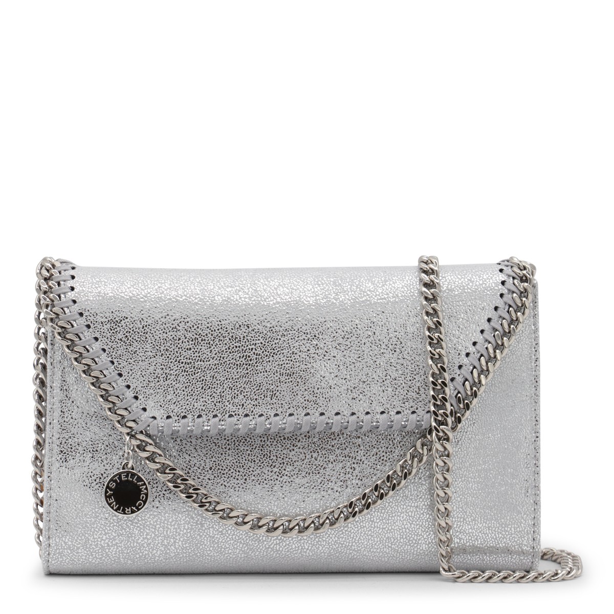 SILVER FAUX LEATHER FALABELLA MINI...