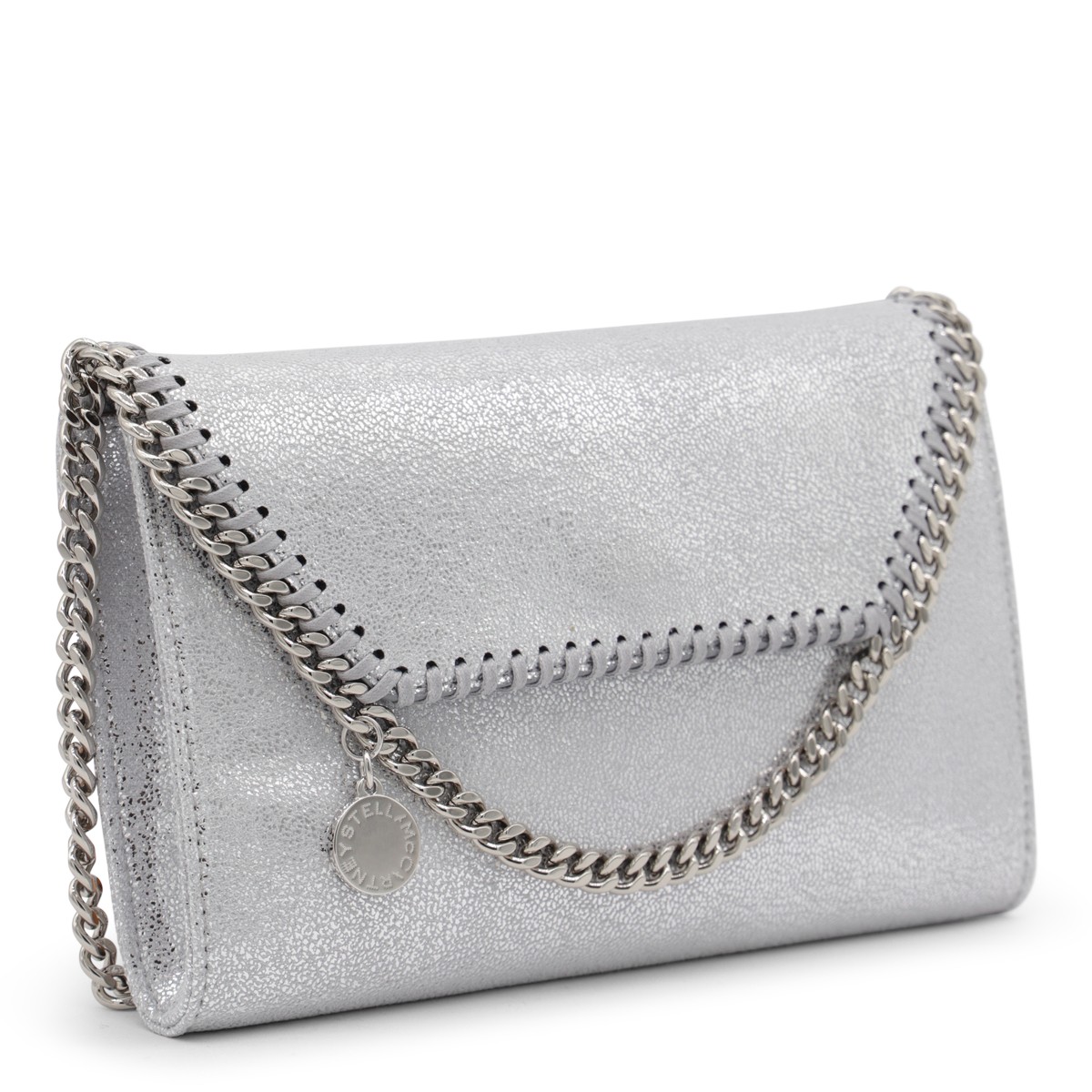 SILVER FAUX LEATHER FALABELLA MINI...