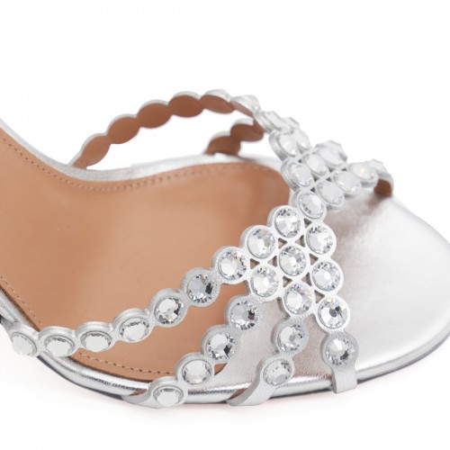 SILVER LEATHER TEQUILA SANDALS 85