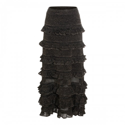 METALLIC BLACK COTTON SKIRT