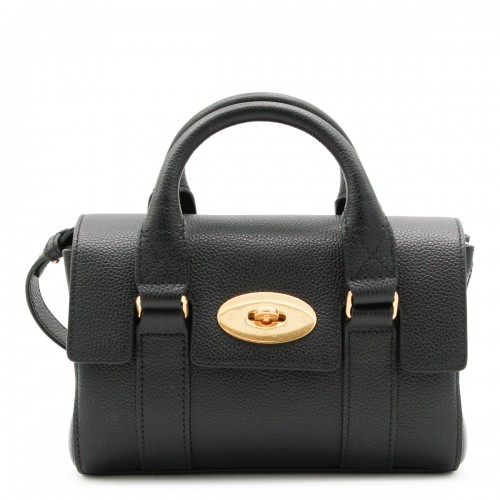 BLACK LEATHER MINI HERITAGE BAYSWATER TOP HANDLE BAG