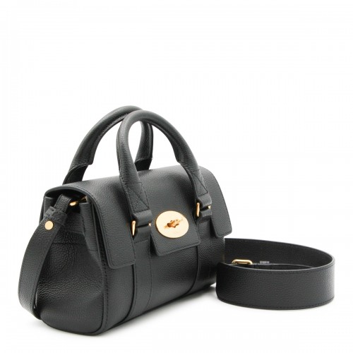BLACK LEATHER MINI HERITAGE BAYSWATER TOP HANDLE BAG