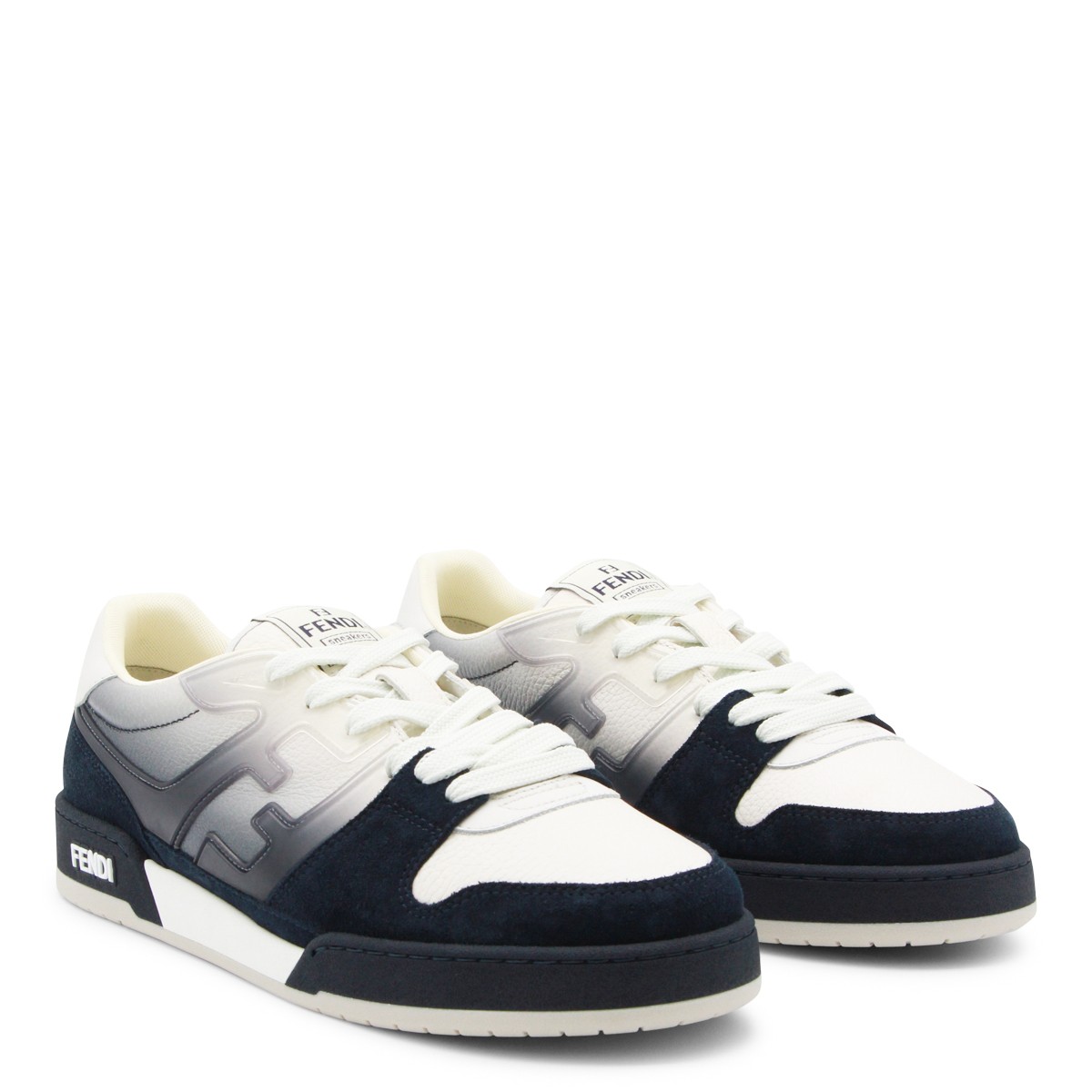 NAVY AND WHITE LEATHER SNEAKERS