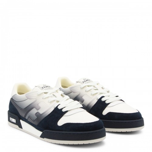NAVY AND WHITE LEATHER SNEAKERS