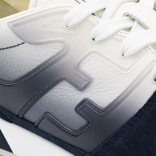 NAVY AND WHITE LEATHER SNEAKERS