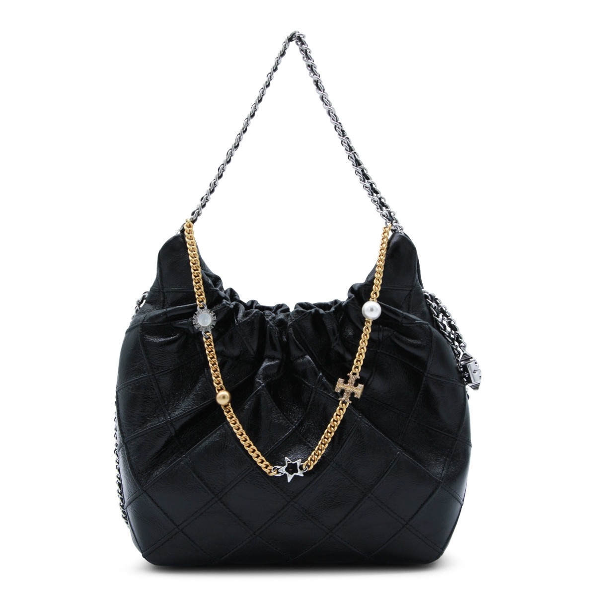 BLACK LEATHER CROSSBODY BAG