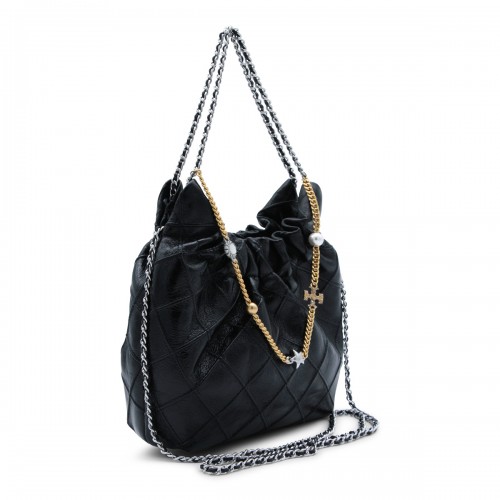 BLACK LEATHER CROSSBODY BAG
