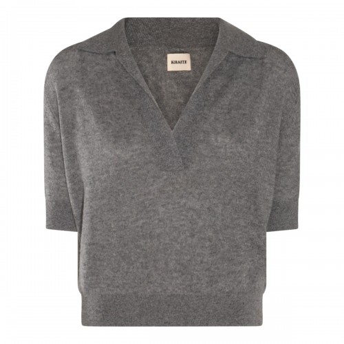 WARM GREY CASHMERE POLO SHIRT