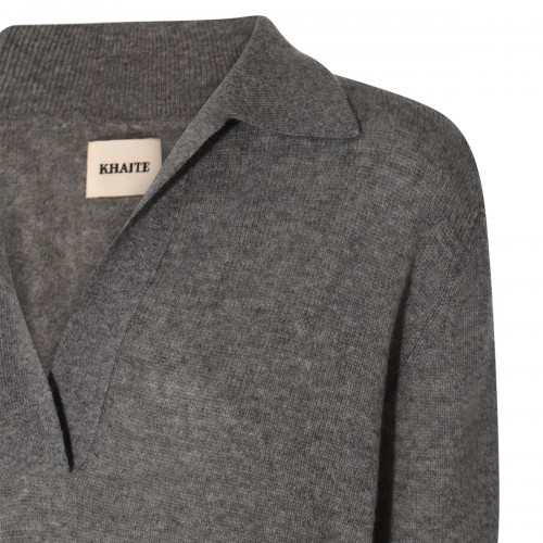 WARM GREY CASHMERE POLO SHIRT