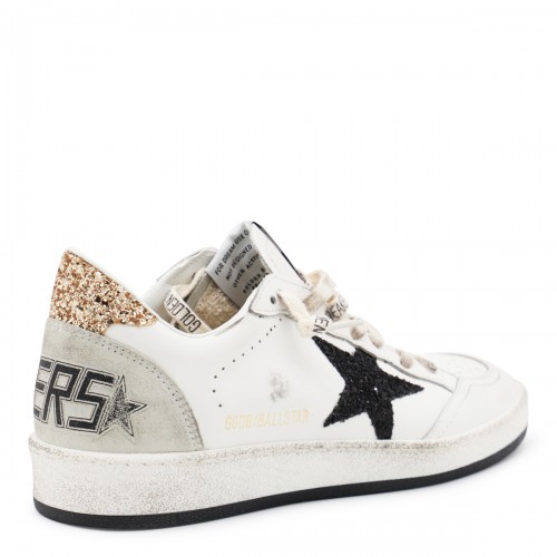 WHITE AND GOLD LEATHER BALL STAR LOE TOP SNEAKERS