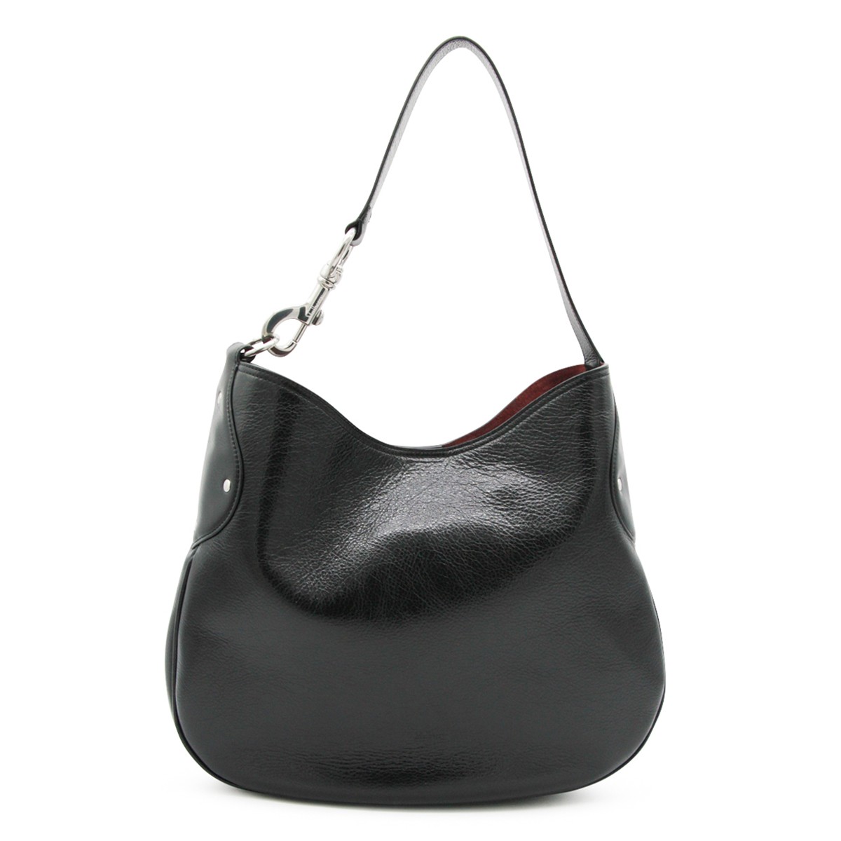 BLACK LEATHER HACKNEY SHOULDER BAG...