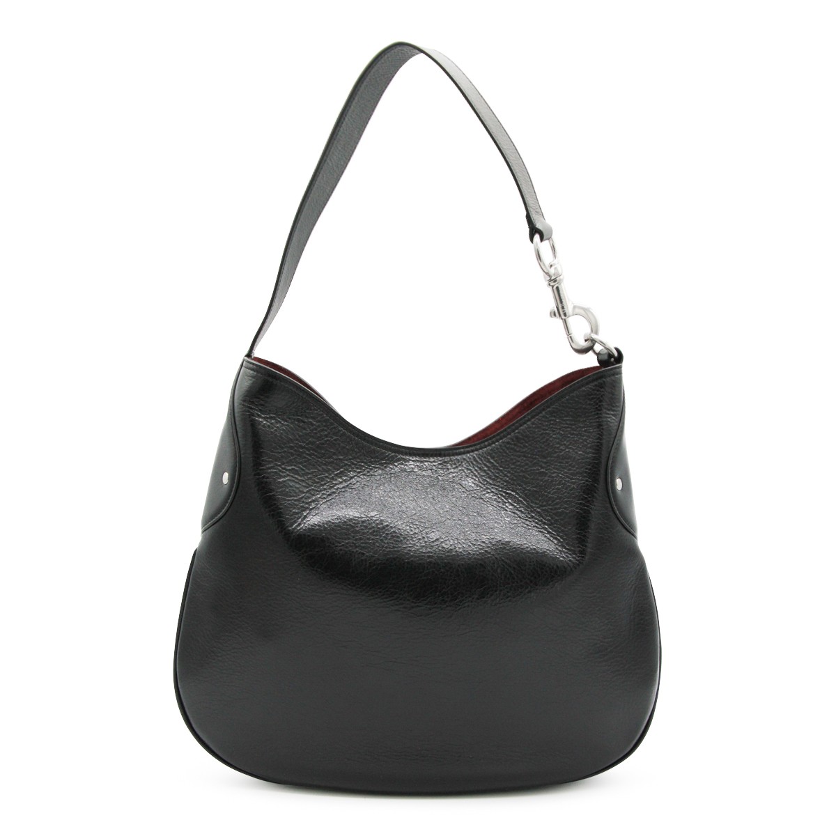 BLACK LEATHER HACKNEY SHOULDER BAG...