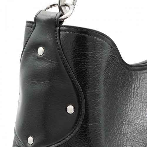 BLACK LEATHER HACKNEY SHOULDER BAG HIGH SHINE