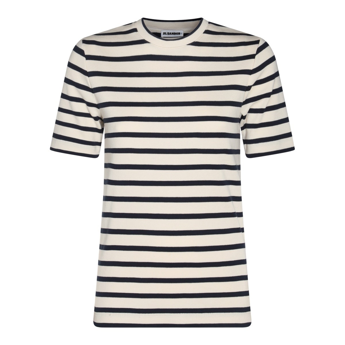 DARK BLUE AND WHITE COTTON T-SHIRT