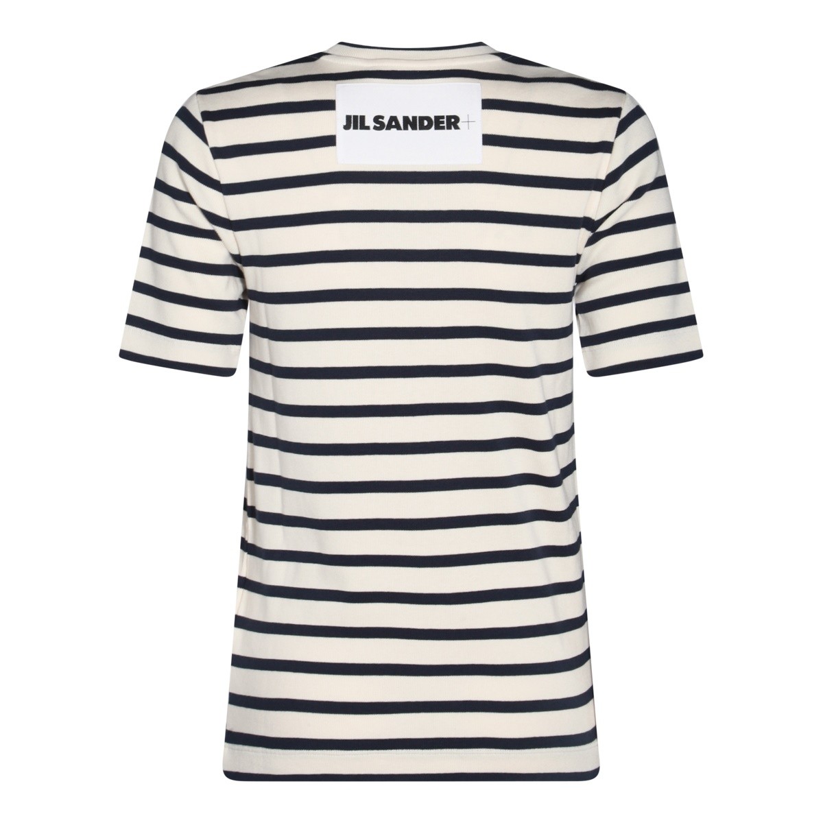 DARK BLUE AND WHITE COTTON T-SHIRT