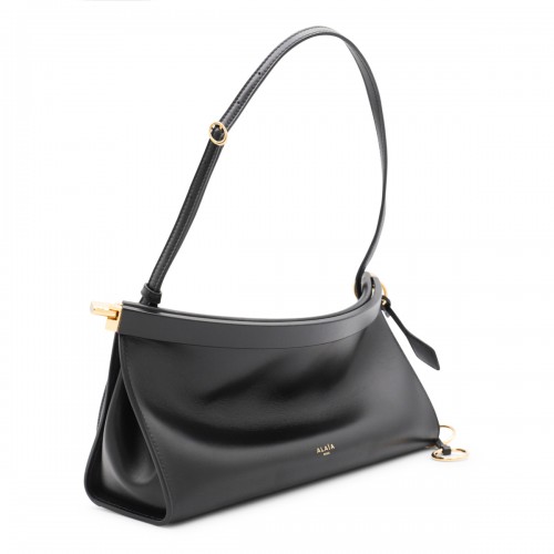 BLACK LEATHER EAST WEST MEDIUM SHOULDER BAG