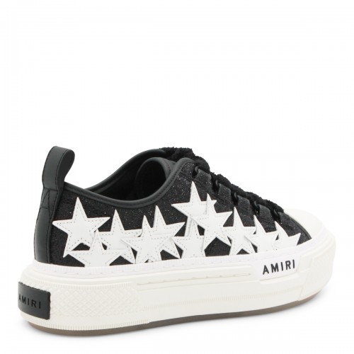 BLACK LEATHER STARS COURT SNEAKERS