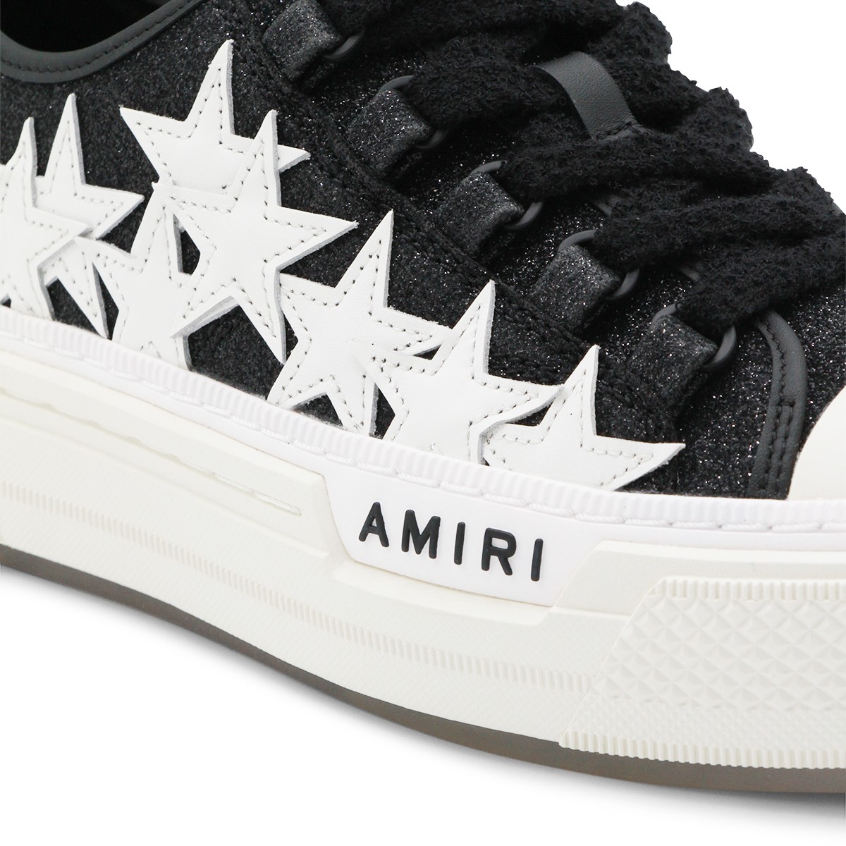 BLACK LEATHER STARS COURT SNEAKERS