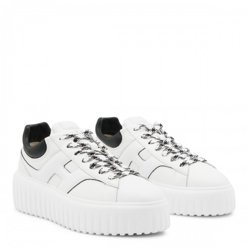 WHITE AND BLACK LEATHER SNEAKERS