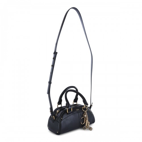 BLACK LEATHER CHLOE BOWLING TOP HANDLE BAG