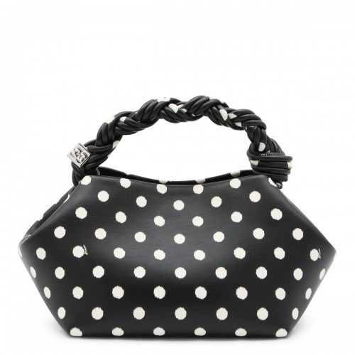 BLACK RECYCLED LEATHER TOP HANDLE BAG