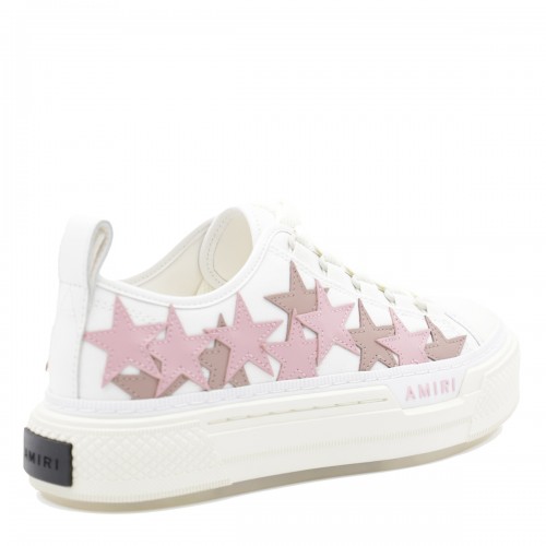 WHITE AND PINK LEATHER STARS COURT SNEAKERS