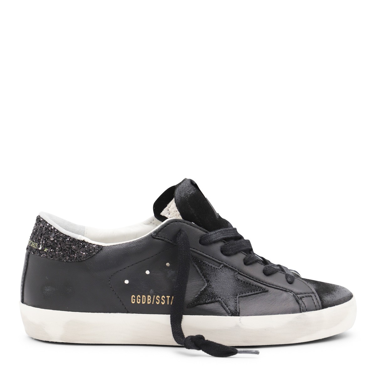BLACK LEATHER SUPER STAR SNEAKERS