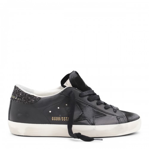 BLACK LEATHER SUPER STAR SNEAKERS