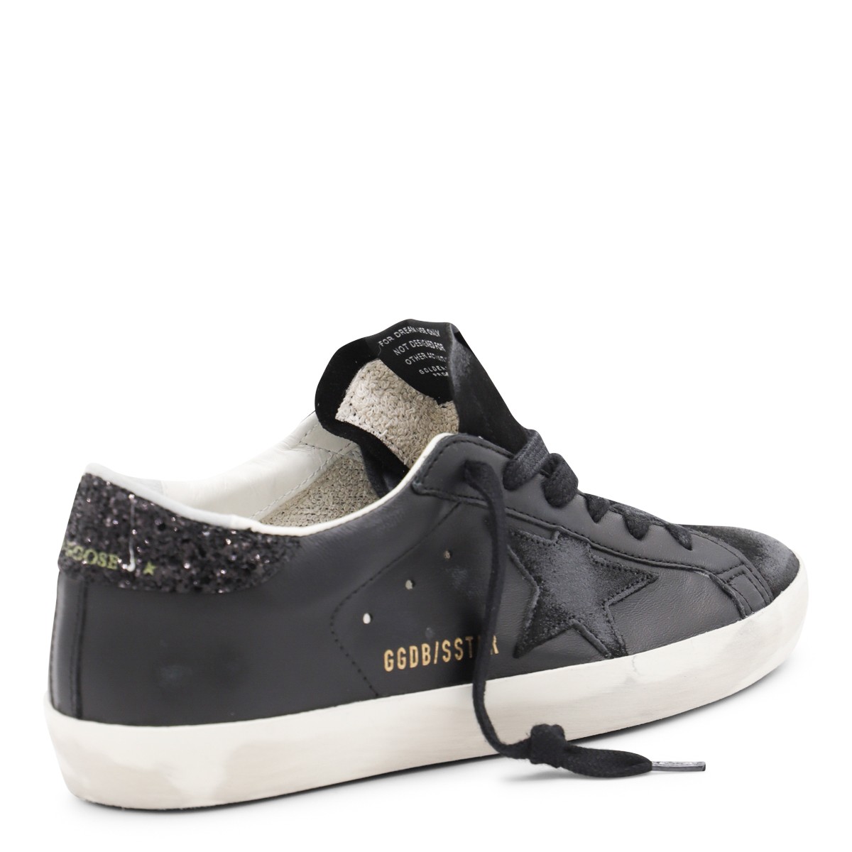 BLACK LEATHER SUPER STAR SNEAKERS