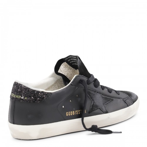 BLACK LEATHER SUPER STAR SNEAKERS