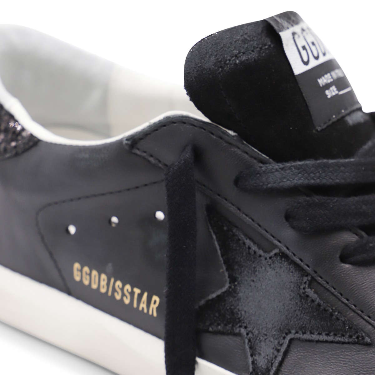 BLACK LEATHER SUPER STAR SNEAKERS