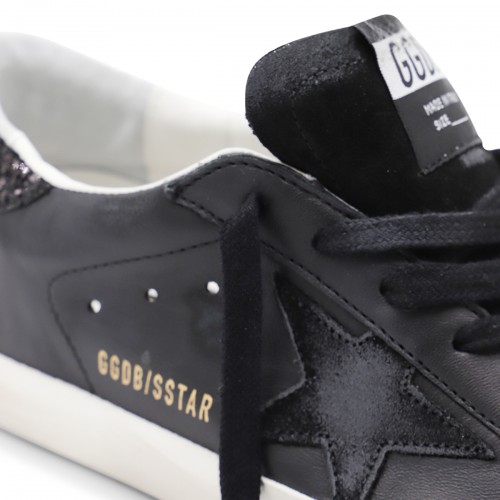 BLACK LEATHER SUPER STAR SNEAKERS