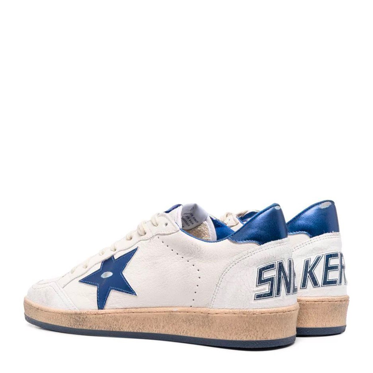 WHITE AND BLUE LEATHER BALLSTAR SNEAKERS