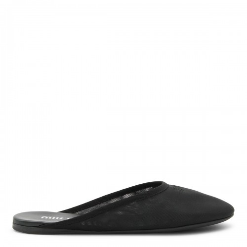 BLACK LEATHER FLATS