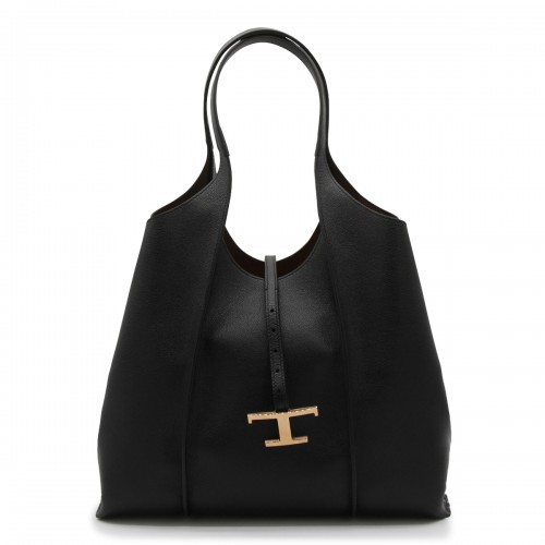 BLACK LEATHER TOTE BAG