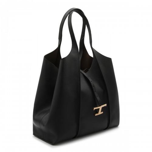 BLACK LEATHER TOTE BAG