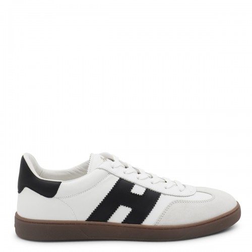 WHITE AND BLACK LEATHER SNEAKERS