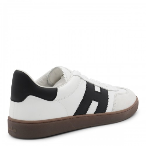 WHITE AND BLACK LEATHER SNEAKERS