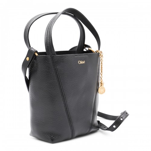 BLACK LEATHER SPIN TOTE 2
