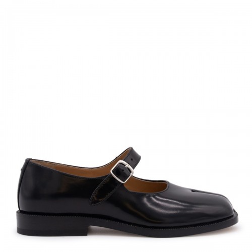 BLACK LEATHER TABI SHOES