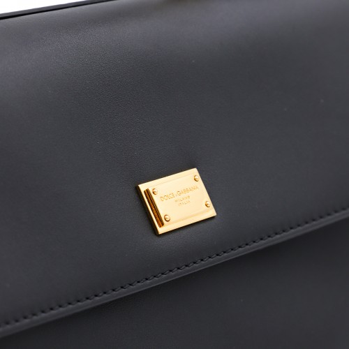 BLACK LEATHER MY SICILY EAST WEST TOP HANDLE BAG