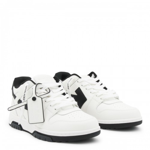 WHITE AND BLACK LEATHER OUT OF OFFICE SNEAKERS