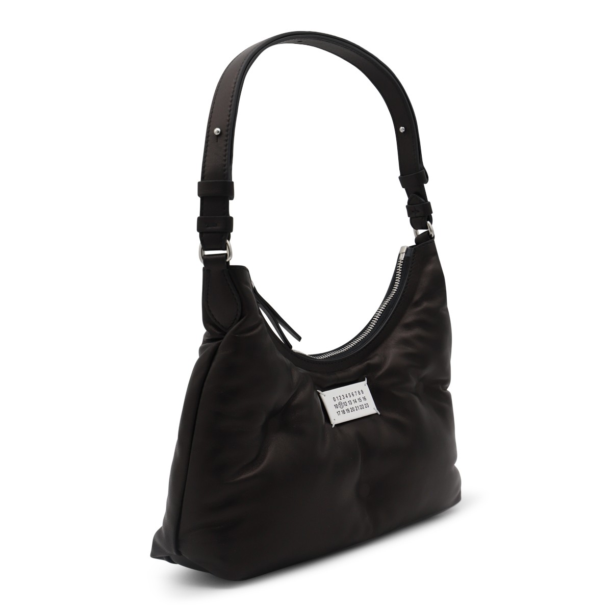 BLACK LEATHER GLAM SLAM HOBO BAG
