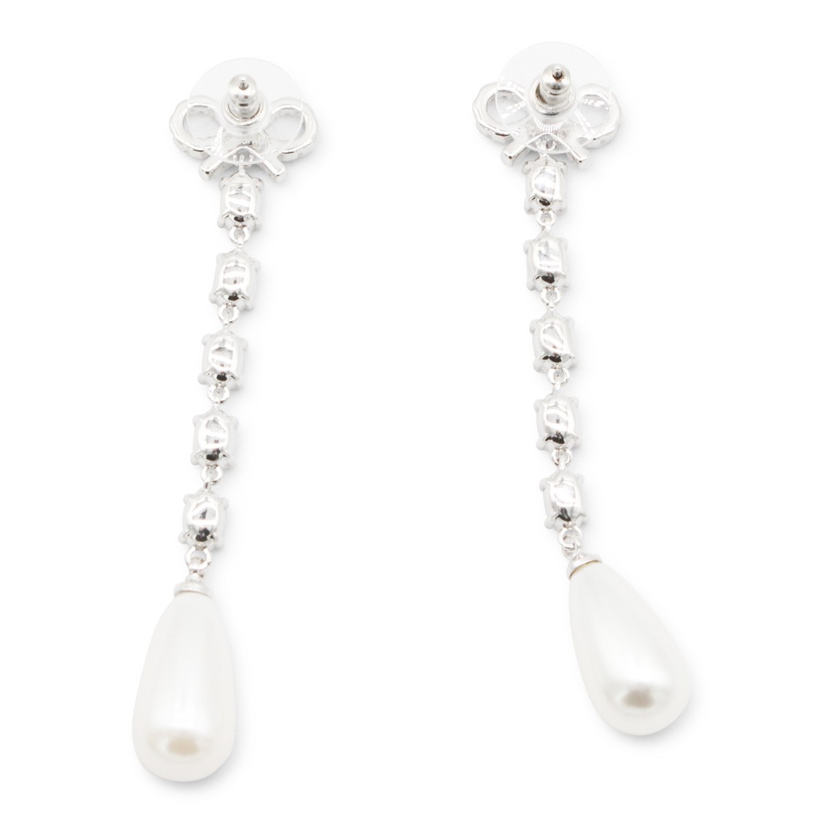 SILVER AND PEARL METAL EARRINGS