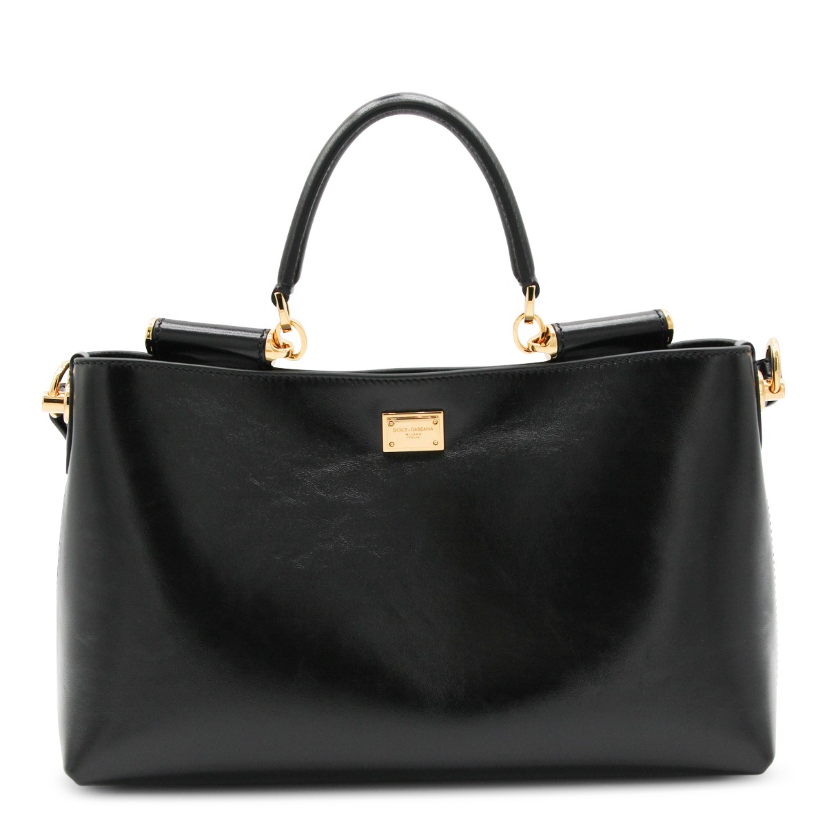 BLACK LEATHER MY SICILY SHOULDER BAG