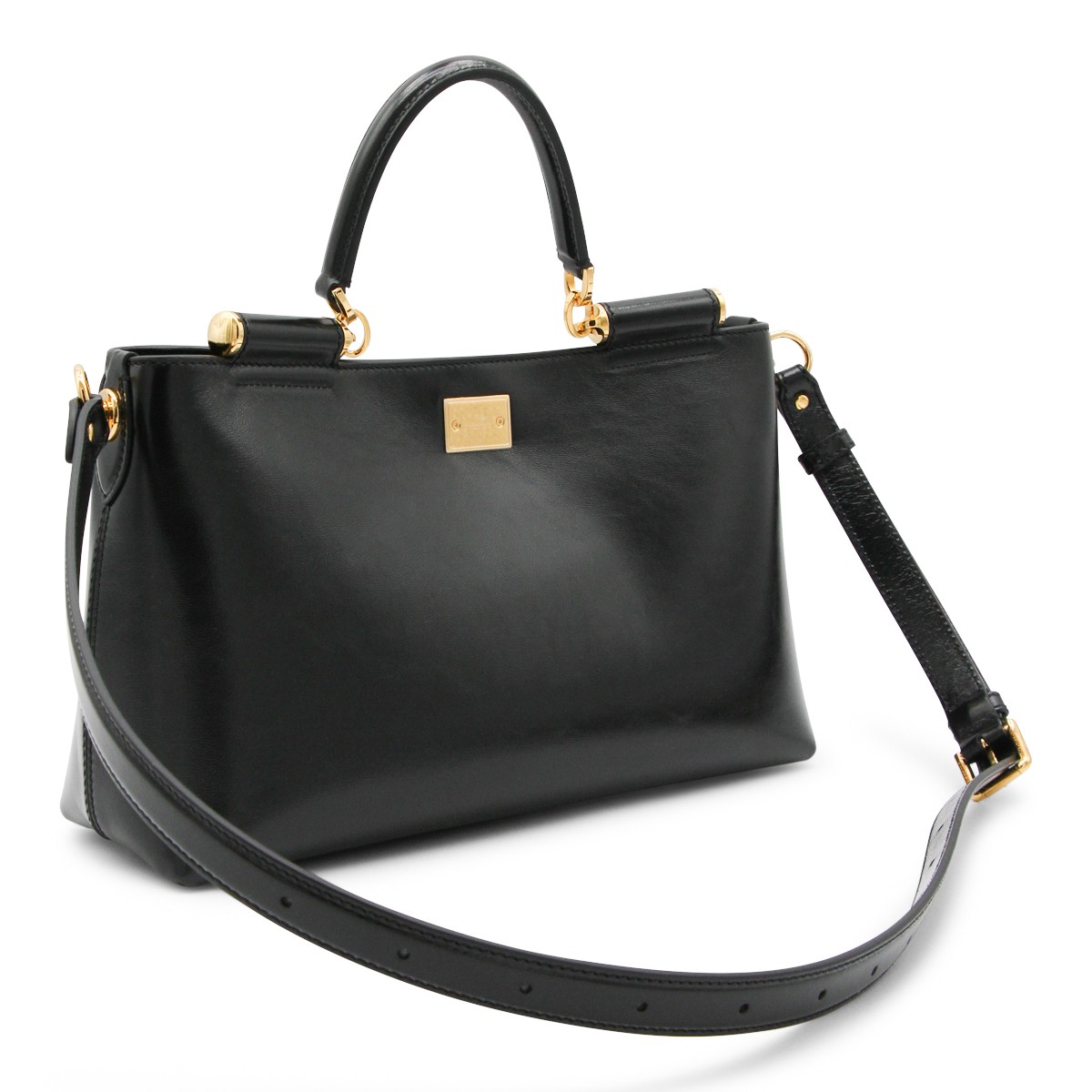BLACK LEATHER MY SICILY SHOULDER BAG